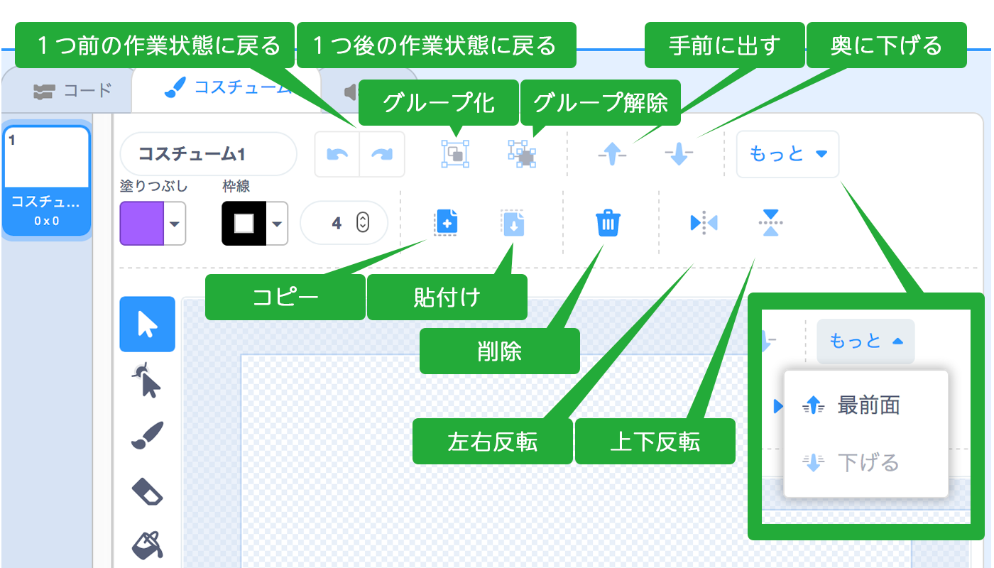 Scratch スクラッチ でオリジナルのスプライトを作りたい ペイントエディタの使い方 知りたい プログラミングツール図鑑