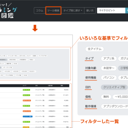 知りたい！プログラミングツール図鑑　ツール検索